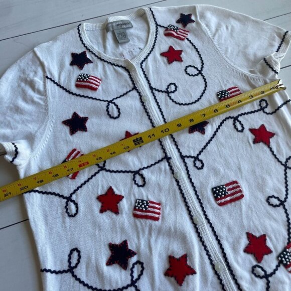 Designers Originals Studio Women's Patriotic Cardigan Sweater - Size Large - Picture 6 of 9